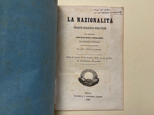 La nazionalità. Orazione inaugurale degli studi